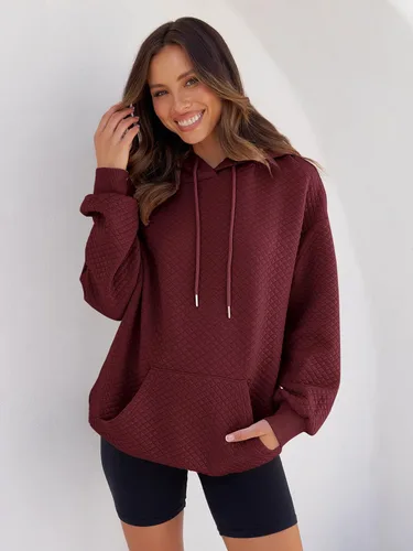 Vista 4 de MEROKEETY Sudadera acolchada de gran tamaño para mujer, de manga larga, con cordón y bolsillo