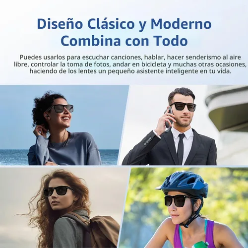 Vista 7 de Lentes inteligentes para hombres y mujeres, lentes de sol Negro-E13