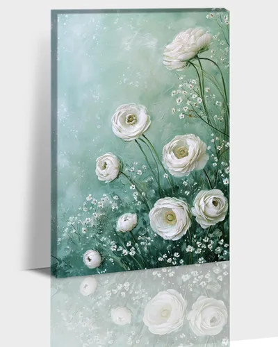 Vista 39 de Hzddty Lienzo de flores rojas de amapola para pared, pintura floral abstracta para paredes, imágenes de flores con estampado floral, decoración