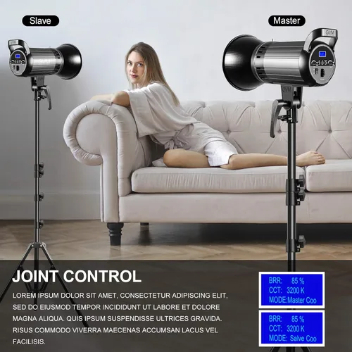 Vista 3 de GVM Great Video Maker Luz de video LED bicolor de 100 W con soporte Bowens, control de aplicación, caja de luz de linterna, regulable 3200K-5600K