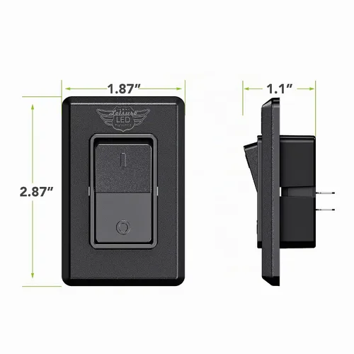Vista 2 de Interruptor de encendido/apagado moderno de SPST único con tapa, 12 voltios, para RV, remolque, cámper, con etiqueta adhesiva (Negro)