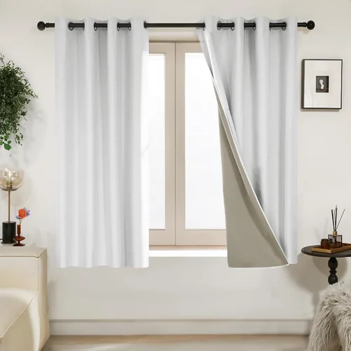 Vista 9 de Deconovo Cortinas 100% opacas, cortinas de sala de estar, cortinas opacas para dormitorio, 2 paneles, caramelo jacquard, 52 x 63 pulgadas