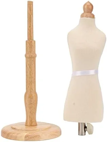 Vista 5 de Eujgoov Maniquí de vestido femenino de muñeca, forma de vestido de costura, forma de vestido femenino, forma de torso, madera de haya con base
