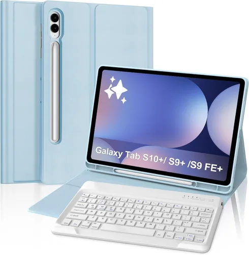 Vista 24 de Funda de teclado para Samsung Galaxy Tab S7 FE (5G)/S8 Plus/S7 Plus de 12.4 pulgadas Teclado Bluetooth magnético desmontable Funda protectora