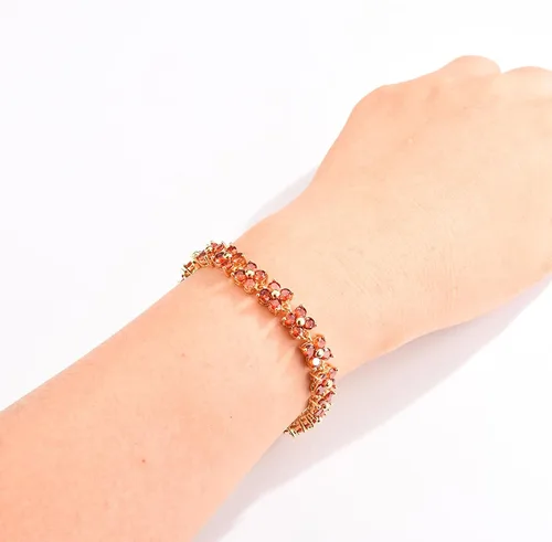 Vista 5 de GULICX - Pulsera de tenis con cristales de Swarovski y cristales redondos chapados en oro