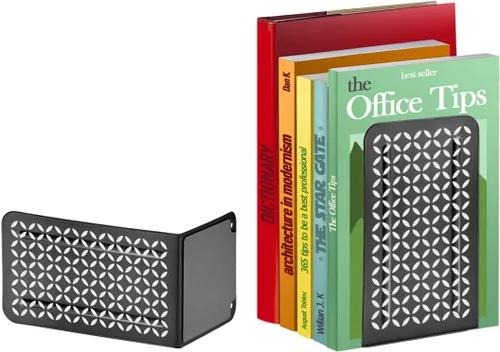 Vista 8 de Acrimet Sujetalibros para estantes, soporte antideslizante para libros, extremos de metal de acero resistente para el hogar, biblioteca, 6 7/8