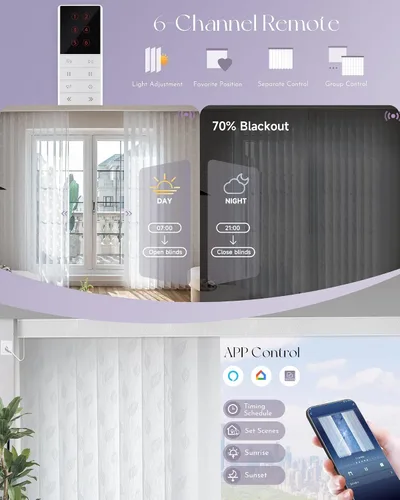 Vista 5 de Graywind Persianas verticales transparentes motorizadas compatibles con Alexa Google, cortinas transparentes inteligentes de privacidad, filtrado