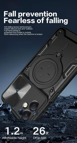 Vista 7 de Funda compatible con Moto E22i 4G, compatible con Motorola Moto E22 4G Kickstand Soporte magnético [PC duro + TPU] Funda 2 en 1, color negro