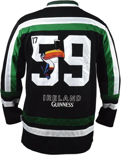 Vista 2 de Guinness Toucan Hockey Jersey Embroidered Polyester Athletic Shirt Official Merchandise Negro -verde