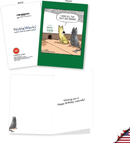 Vista 2 de NobleWorks Surtido de 3 tarjetas de felicitación de cumpleaños con sobres (3 diseños, 1 cada uno) Cat Laughs VC2805BDG-C1x3