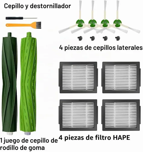 Vista 7 de Piezas de repuesto para Roomba iRobot i7 i7+ i3 i3+ i4 i4+ i5 i5+ i6 i6+ i8 i8+ E5 E6 E7 I,E y Plus versión, 1 juego de cepillo de goma, 4 cepillos