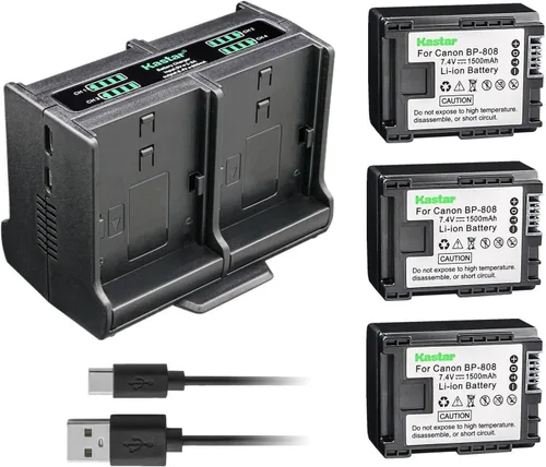 Vista 7 de Kastar Cargador de batería cuádruple compatible con Canon BP-808, BP808, BP-809, BP809, BP-819, BP819, BP-827, BP827, cargador Canon CG-800