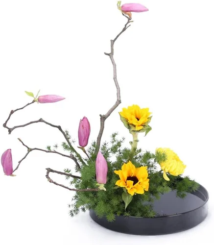 Vista 2 de MagiDeal Plástico redondo Ikebana Suiban jarrón olla bonsái flor contenedor, negro 13.0 in