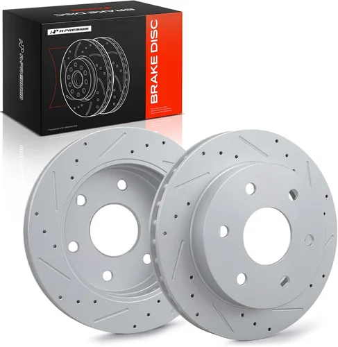 Vista 10 de A-Premium Rotores de freno de disco perforados y ranurados delanteros de 11.81 pulgadas (11.811 in) compatibles con modelos seleccionados de Hyundai