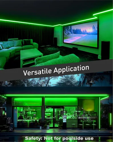 Vista 8 de Shine Decor cuerdas de luces LED AC 120V, tira de neón eco sin puntos de 120 LED/m, conectable y cortable, impermeable IP65 y resistente al clima