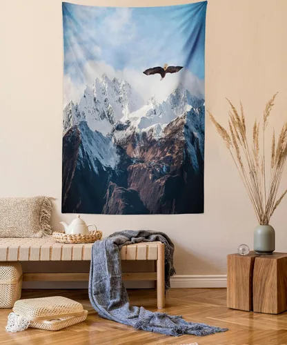 Vista 7 de Ambesonne Tapiz de arte afro, hombre negro fuerte con una corona de trazos impresión de pintura moderna, decoración de tela para colgar en la pared