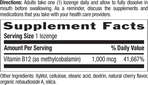 Vista 6 de Country Life Metil B12, soporta energía y resistencia, 1000 mcg, 60 pastillas, certificado sin gluten, certificado vegano