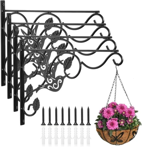 Vista 8 de Vumdua Soporte para plantas colgantes, paquete de 2 ganchos de pared de 12 pulgadas con tornillos de hierro incluidos, colgador decorativo