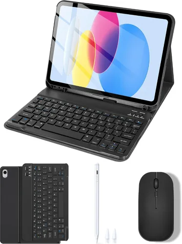 Vista 17 de LAMA Funda con Teclado Touchpad para iPad (A16) 11ª generación 2025/10ª generación 2022, funda tipo folio con soporte para lápiz, trackpad