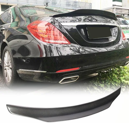 Vista 9 de Alerón de maletero de fibra de carbono W222 para Mercedes Benz Clase S W222 2014-2020 Clase S Sedan S450 S550 S560 S63 4 puertas con tapa de alerón