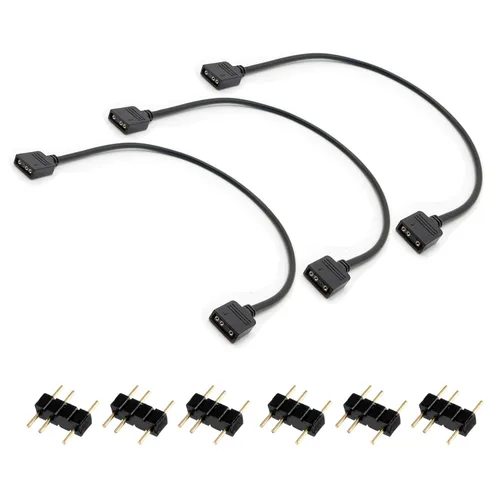 Vista 2 de (Paquete de 3) Cable de Extensión ARGB, Cable RGB Direccionable de 5V de 3 Pines, de Hembra a Hembra 1 a 1 para Extender Ventiladores de PC/Luces