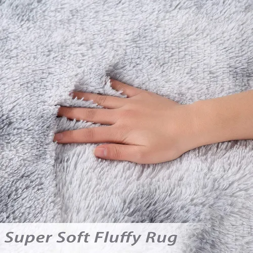 Vista 6 de Fashionwu Alfombra mullida de piel sintética, no desprende pelusa, para dormitorio, alfombra suave y lanuda antideslizante, alfombra mullida