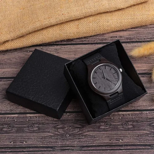 Vista 7 de Reloj de madera Fodiyaer con grabado para hombre, regalo ideal para tu novio, tu marido, para un aniversario, Navidad, cumpleaños, día del Padre