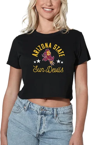 Vista 11 de Colección oficial de camisetas con diseño de mascota desgastada para mujer, color negro Grizzlies del estado de Adams
