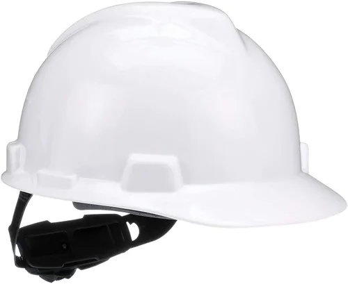 Vista 6 de MSA 495851 V-Gard - Casco de seguridad, con suspensión de trinquete Fas-Trac III, carcasa de polietileno, protección anti-impacto superior, correas