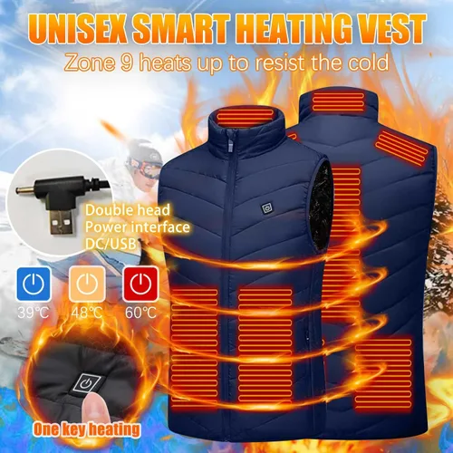 Vista 5 de oelaio Heated Vest for Men Women 2023 Fashion Heated Vest with 9 Heat Zones Electric Vest Winter Warm Jacket with Pocket