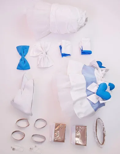Vista 7 de Miccostumes Vestido de anime para mujer, disfraz de cosplay de corazón azul con alas