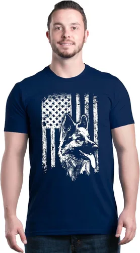 Vista 2 de shop4ever Camiseta de perro de pastor alemán con bandera estadounidense