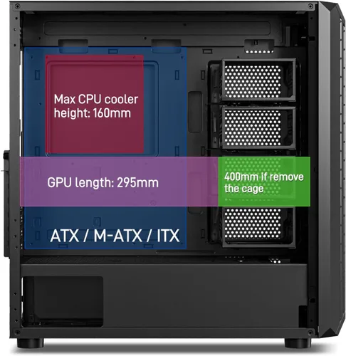 Vista 5 de DARKROCK Classico Storage Master ATX NAS Caja de Computadora Mid Tower con 4x120mm Ventiladores, USB 3.0 Listo 10 x3.5'' HDD+3 x2.5'' SDD 360mm