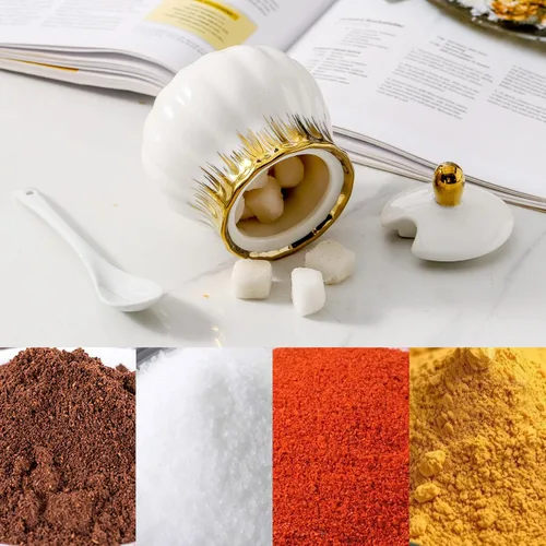 Vista 4 de Juego de azúcar y crema de cerámica, juego de azucarero blanco y crema con borde dorado, 3 piezas con jarra de crema de 10 onzas, azucarero de 11 oz
