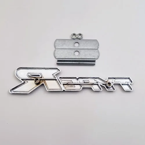 Vista 8 de Emblema de rejilla frontal con logotipo de metal cromado, tipo 3D, repuesto de automóvil para vehículo universal (blanco)