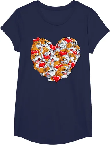 Vista 20 de Camiseta inglesa para el día de San Valentín con diseño de corazón y perro amante de los niños Negro