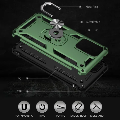 Vista 4 de Yiakeng Funda para Samsung A52, Galaxy A52 con protector de pantalla HD, fundas protectoras de grado militar con anillo para Samsung Galaxy A52 5G