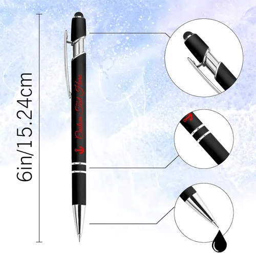 Vista 2 de Bolígrafo personalizado con nombre, bolígrafo personalizado, logotipo, tinta negra suave, regalo personalizado para mujeres, hombres, negocios
