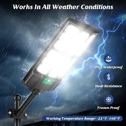 Vista 5 de 17" Solar Street Lights Outdoor Waterproof, 36000LM 6500K Dusk to Dawn Solar Flood Light, Motion Sensor Solar-Powered Light with Remote Control