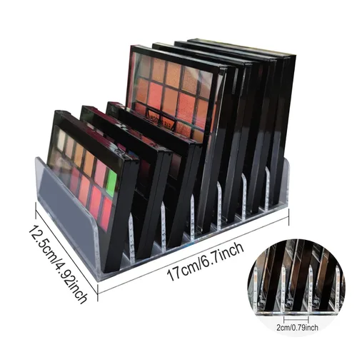 Vista 5 de Organizador de paleta de sombra de ojos acrílico transparente de 7 secciones, organizador de paleta de maquillaje para encimeras de baño, tocadores
