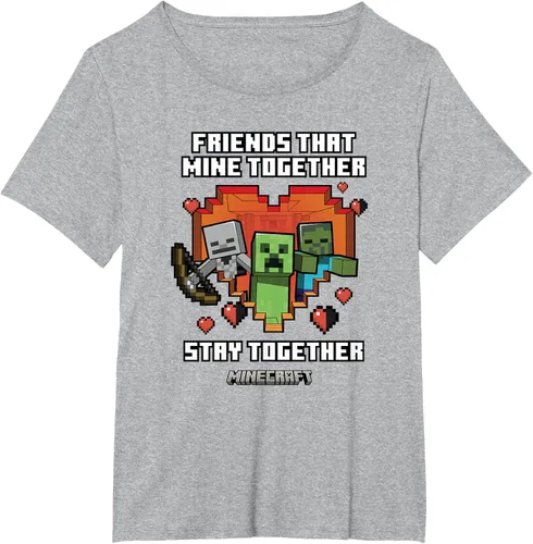 Vista 18 de Minecraft Camiseta de San Valentín Friends That Mine Together Mobs, Negro