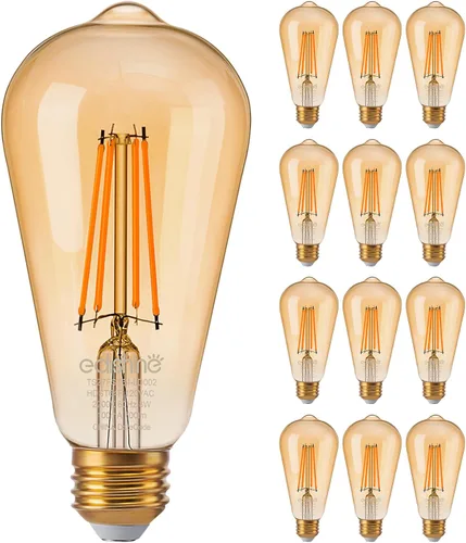 Vista 9 de EDISHINE Paquete de 6 Bombillas LED Edison Vintage 8W Equivalente a 60W, ST64 Bombillas LED Regulables, 700LM 2200K Luz Cálida Ámbar E26, Bombillas