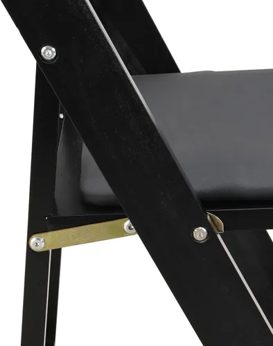 Vista 7 de Wood Folding Chair, Folding Chairs Set of 4, Upholstered Dining Chairs with Black Cushion, Stackable Collapsible Chair for Outside Indoor, Accent
