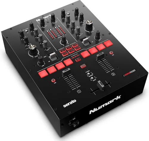 Vista 3 de Numark Scratch + SoundSwitch DMX Micro Interface Mezclador de arañazos DJ de 2 canales con Innofader Crossfader, licencia DVS, almohadillas