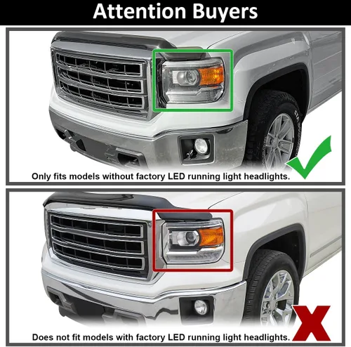 Vista 3 de SPEC-D TUNING Faros de proyector LED de tubo negro Compatible con 2014-2015 GMC Sierra 1500 2015-2019 2500HD 3500HD Ensamblaje de faros izquierdo +