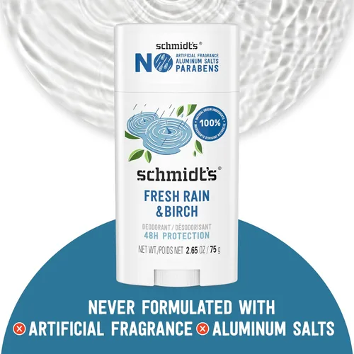 Vista 4 de Schmidt's Desodorante vegano sin aluminio Fresh Rain & Birch 2.65 oz 2