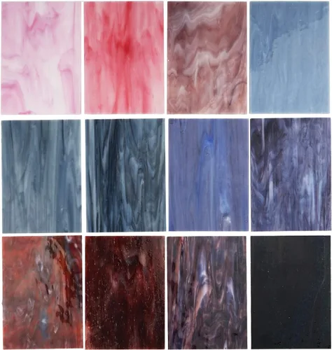 Vista 10 de Lanyani (10 hojas) Paquete de hojas de vidrio de colores azules variedad 4 x 6 pulgadas de vidrio de arte opalino Tiffany, texturas mixtas