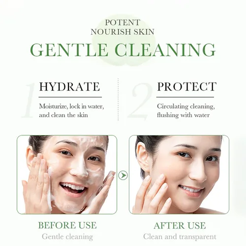 Vista 4 de BIOAQUA Centella Asiatica Limpiador Facial Calmante Control de Aceite Anti-Acné Profundo Pore Limpio Facial Hidratante Hidratante 100g/3.5oz