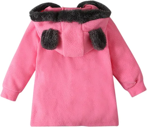 Vista 4 de Toddler Fleece Jacket Girls Boys Lightweight Winter Warm Long Sleeve Teddy Coat Sherpa Hoodie Outerwear With Pockets
