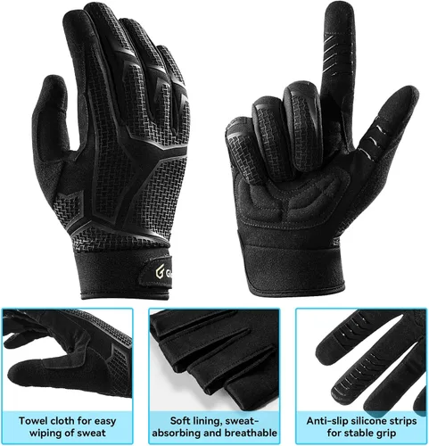 Vista 5 de Guantes de ciclismo para hombres y mujeres Guantes de ciclismo acolchados de 0.197 in para pantalla de dedo completo táctil de bicicleta